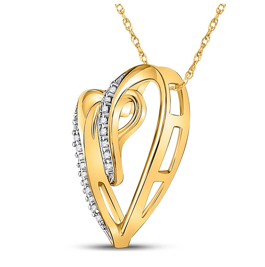 10K Yellow Gold Womens Round Diamond Heart Infinity Pendant 1/20 Cttw, Width: 0.5 In