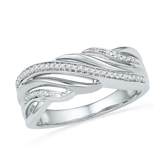 10kt Two-tone Gold Womens Round Diamond Band Ring 1/8 Cttw