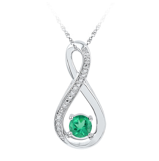 Sterling Silver Womens Round Synthetic Fashion Pendant