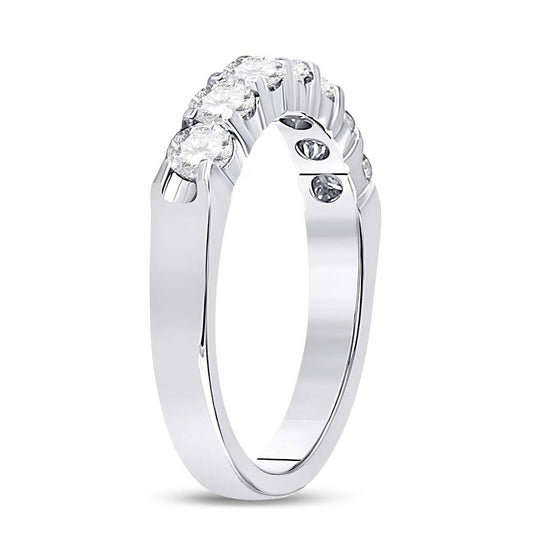 14K White Gold Womens Round Diamond Single Row Comfort Wedding Band 3/4 Cttw, Womens Size: 5-10
