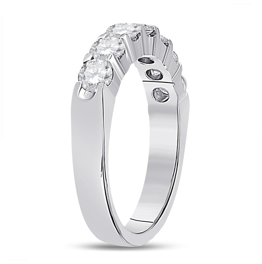 14K White Gold Womens Round Diamond Single Row Comfort Wedding Band 1 Cttw, Womens Size: 5-10