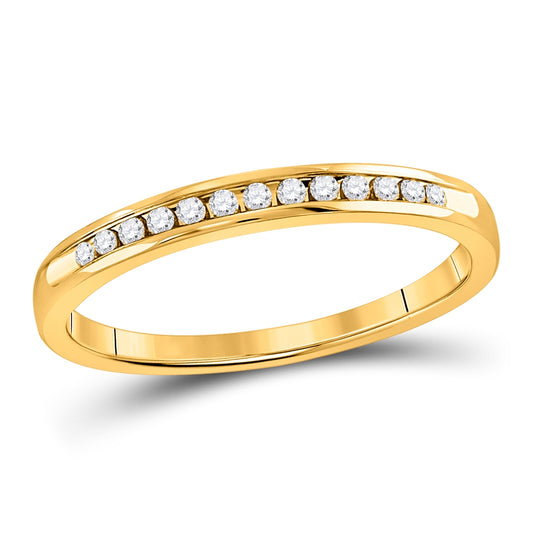 14K Yellow Gold Womens Round Diamond Wedding Single Row Band 1/10 Cttw, Womens Size: 5-10