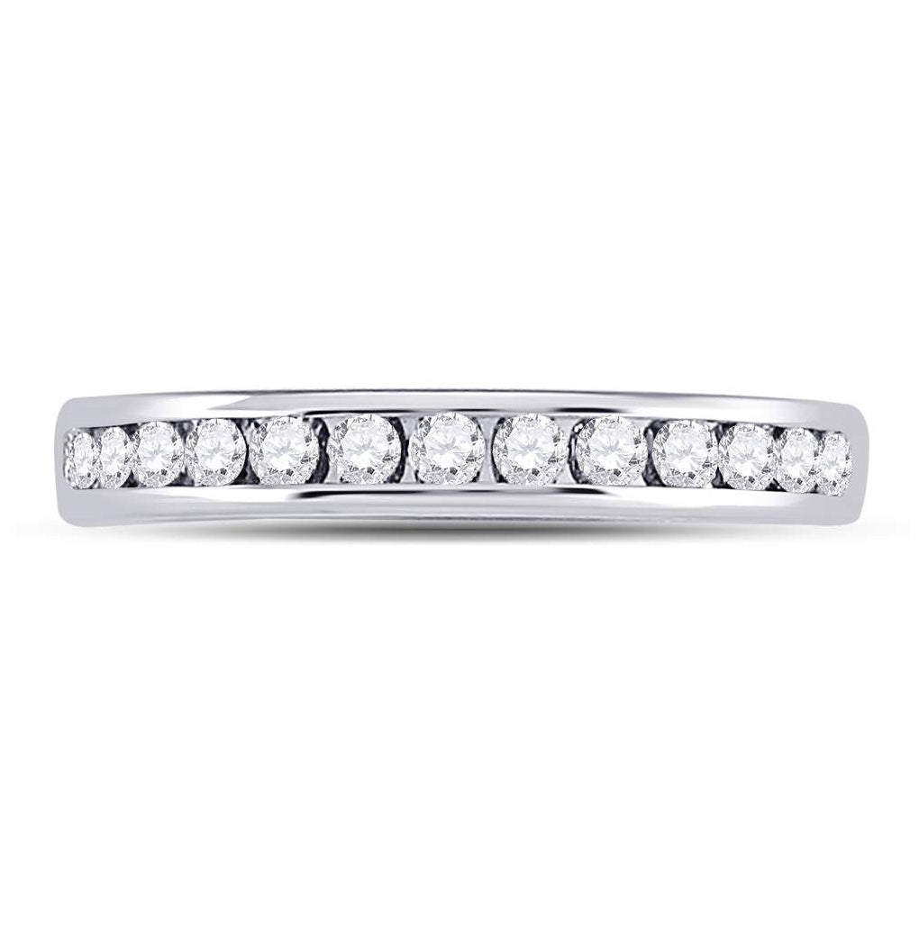 14K White Gold Womens Round Diamond Single Row Channel-set Wedding Band 1/3 Cttw, Womens Size: 5-10