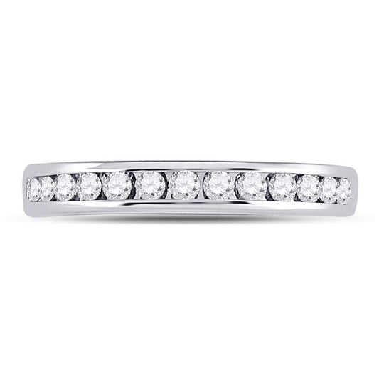 14K White Gold Womens Round Diamond Single Row Channel-set Wedding Band 1/3 Cttw, Womens Size: 5-10