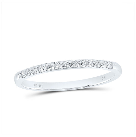 14K White Gold Womens Round Diamond Wedding Single Row Band 1/6 Cttw, Womens Size: 5-10