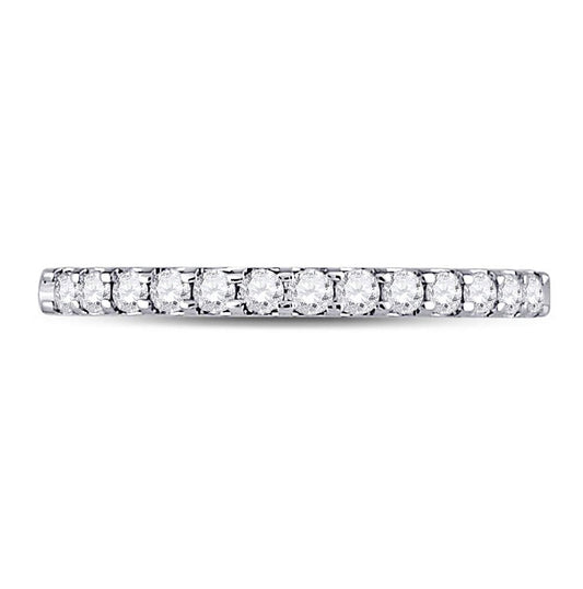 14K White Gold Womens Round Diamond Single Row Machine-set Wedding Band 1/4 Cttw, Womens Size: 5-10