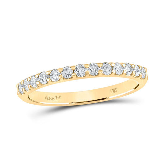 14K Yellow Gold Womens Round Diamond Wedding Single Row Band 1/3 Cttw, Womens Size: 5-10