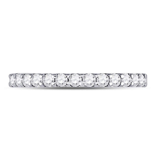 14K White Gold Womens Round Diamond Single Row Machine-set Wedding Band 1/3 Cttw, Womens Size: 5-10