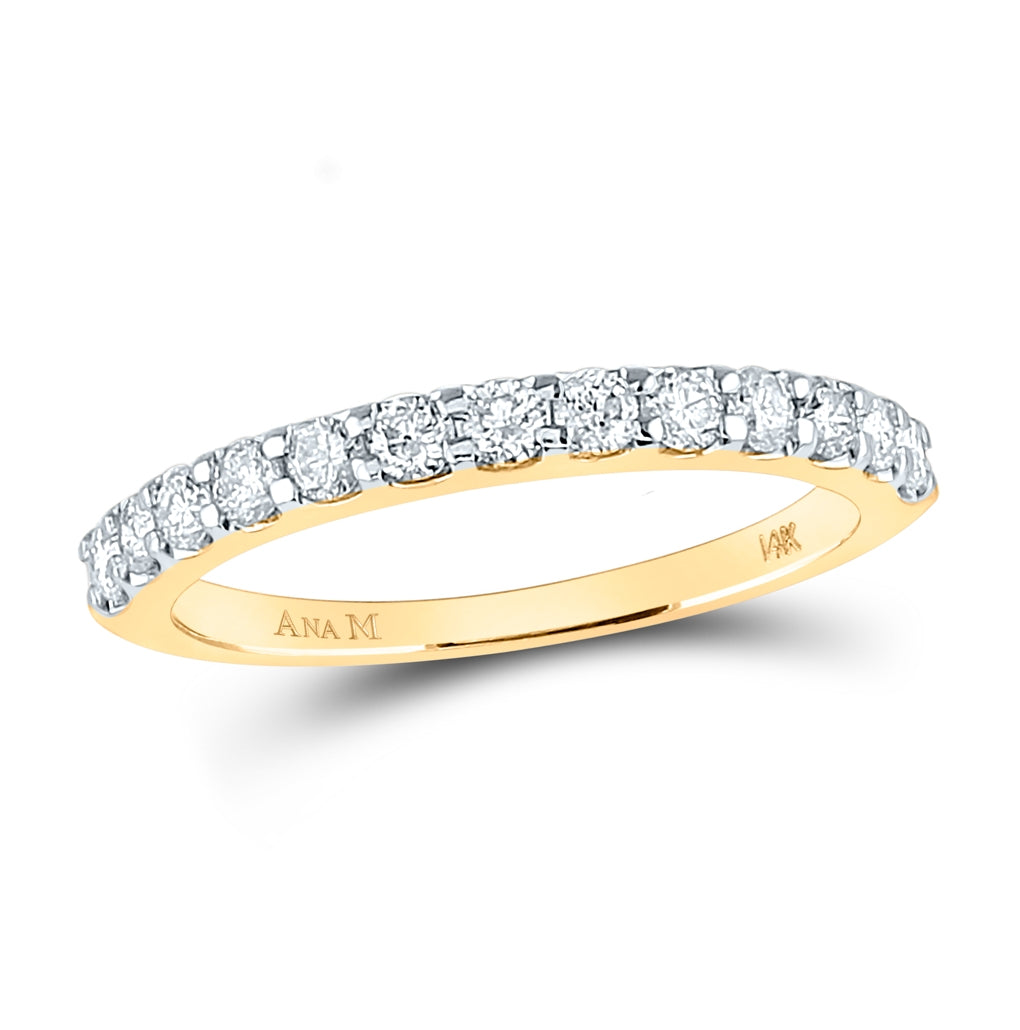 14K Yellow Gold Womens Round Diamond Wedding Anniversary Band 1/2 Cttw, Womens Size: 5-10