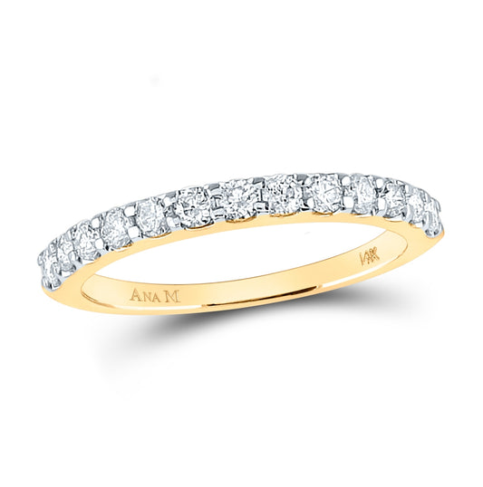 14K Yellow Gold Womens Round Diamond Wedding Anniversary Band 1/2 Cttw, Womens Size: 5-10