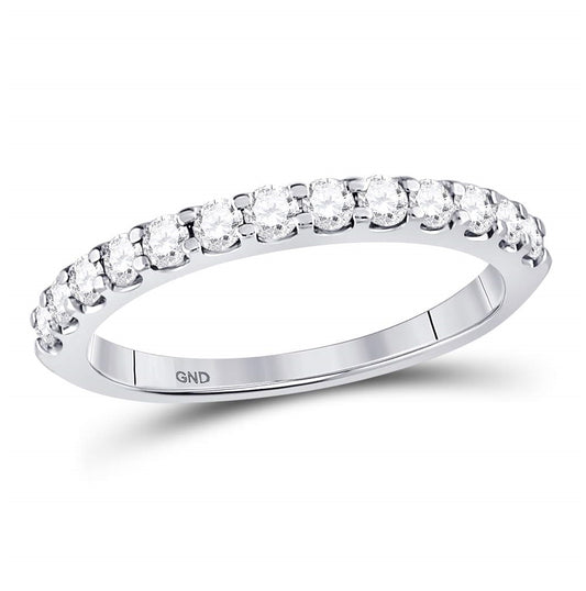 14K White Gold Womens Round Diamond Wedding Anniversary Band 1/2 Cttw, Womens Size: 5-10