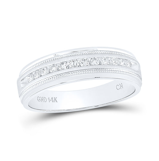 14k White Gold Mens Round Diamond Comfort-fit Wedding Anniversary Band 1/4 Cttw, Mens Size: 7-13
