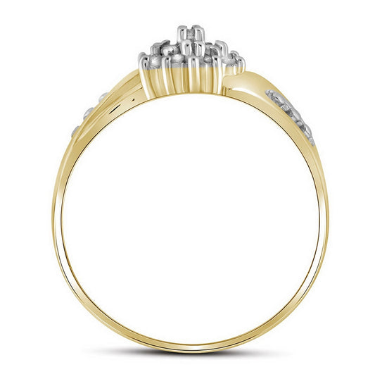 10K Yellow Gold Womens Round Diamond Cluster Ring 1/8 Cttw, Womens Size: 5-10