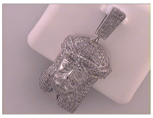 10kt White Gold 1 1/5ctw Diamond Jesus Charms