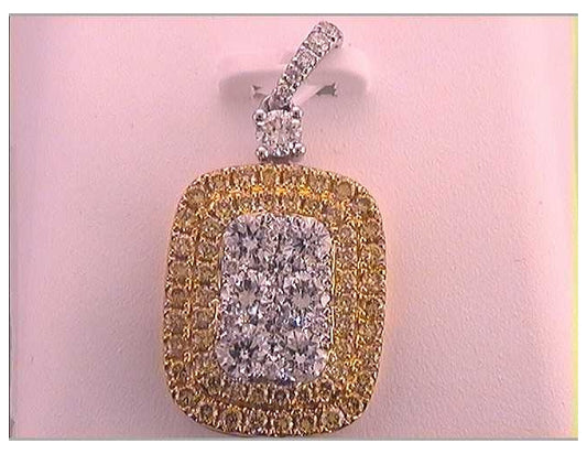18kt White Gold 1 1/2ctw Diamond Gift Yellow Diamond Pendant