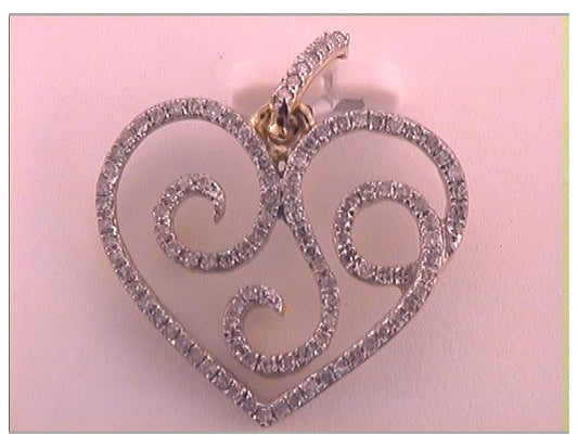 10kt Yellow Gold 1/3ctw Diamond Gift Heart Pendant