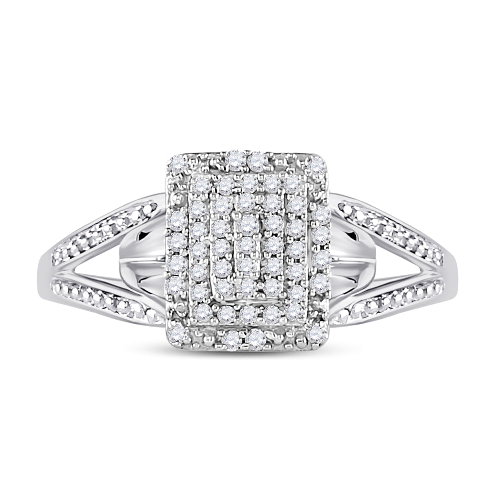 10K White Gold Womens Round Diamond Cluster Ring 1/6 Cttw, Womens Size: 5-10