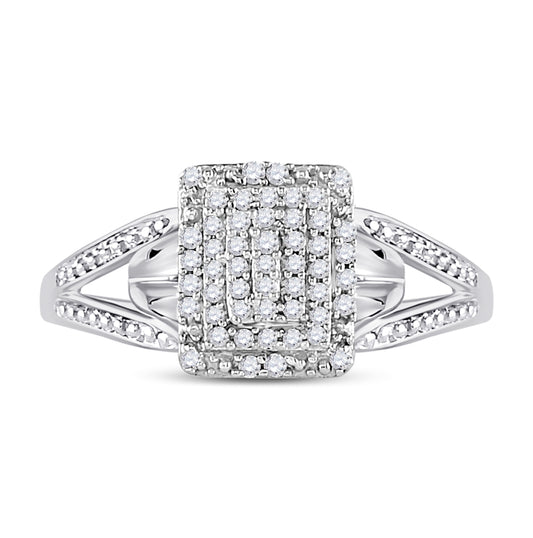 10K White Gold Womens Round Diamond Cluster Ring 1/6 Cttw, Womens Size: 5-10