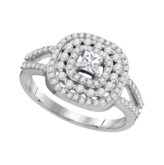 14kt White Gold Womens Princess Diamond Solitaire Bridal Wedding Engagement Ring 3/4 Cttw
