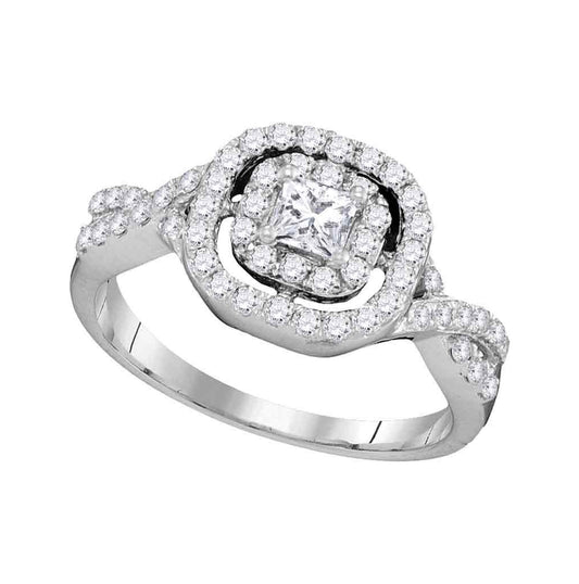 14kt White Gold Womens Princess Diamond Princess Bridal Wedding Engagement Ring 3/4 Cttw