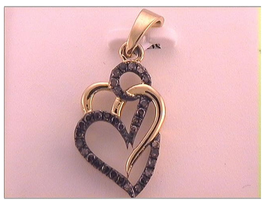 10kt Yellow Gold 1/4ctw Diamond Cognac Natural Gift Heart Pendant