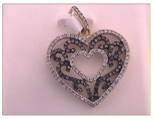 10kt Yellow Gold 1/2ctw Diamond Fashion Brown Pendant