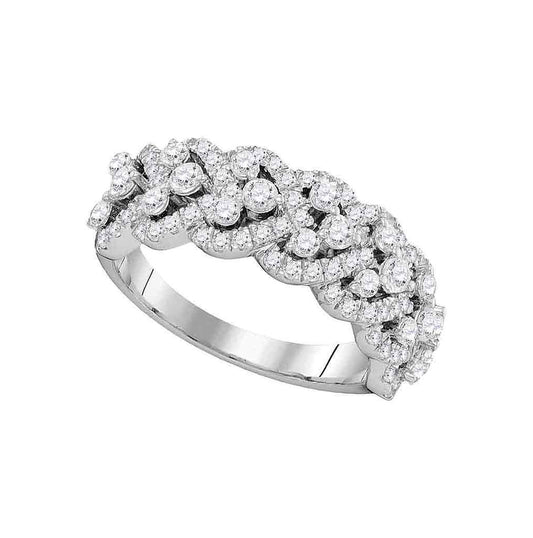 14kt White Gold Womens Round Diamond Spade-shape Band Ring 1-3/8 Cttw