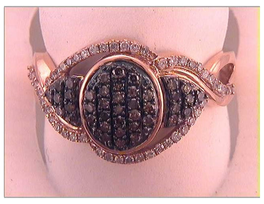 10kt Rose Gold 1/2ctw Diamond Fashion Brown Ring