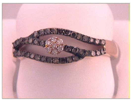 10kt Rose Gold 1/3ctw Diamond Fashion Brown Ring