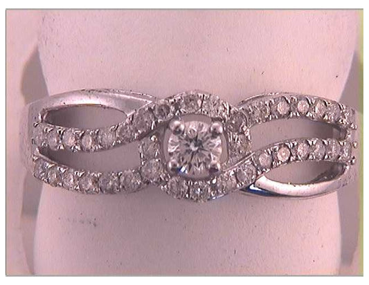 10kt White Gold 1/2ctw Diamond 1/8ct-crd Bridal Ring