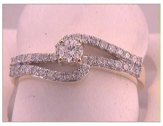 10kt Yellow Gold 1/2ctw Diamond 1/5ct-crd Bridal Ring
