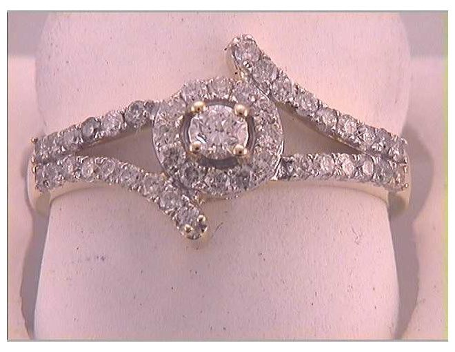 10kt Yellow Gold 1/2ctw Diamond 1/10ct-crd Bridal Ring