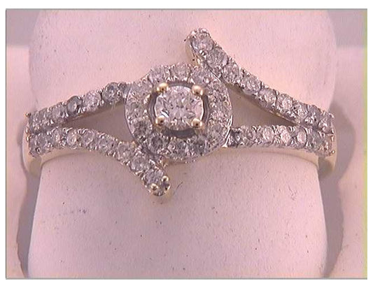 10kt Yellow Gold 1/2ctw Diamond 1/10ct-crd Bridal Ring