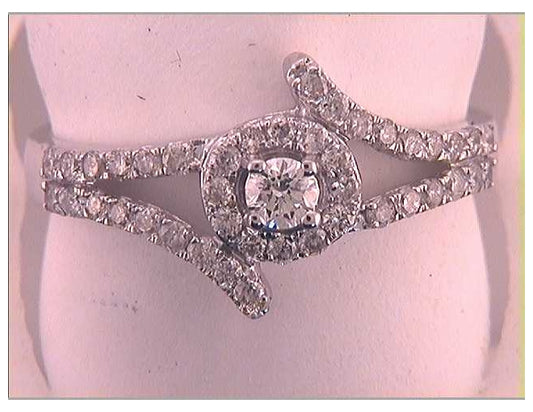 10kt White Gold 1/2ctw Diamond 1/10ct-crd Bridal Ring