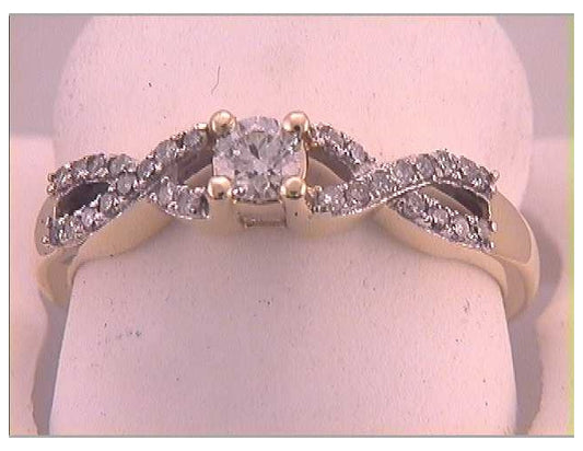 10kt Yellow Gold 1/3ctw Diamond 1/5ct-crd Bridal Ring