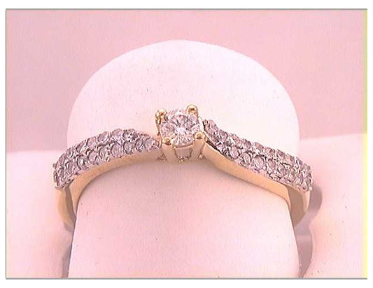 10kt Yellow Gold 1/3ctw Diamond 1/8ct-crd Bridal Ring