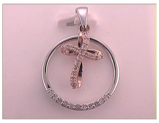 10kt Two-tone Gold 1/6ctw Diamond P1 Gift Cross Pendant