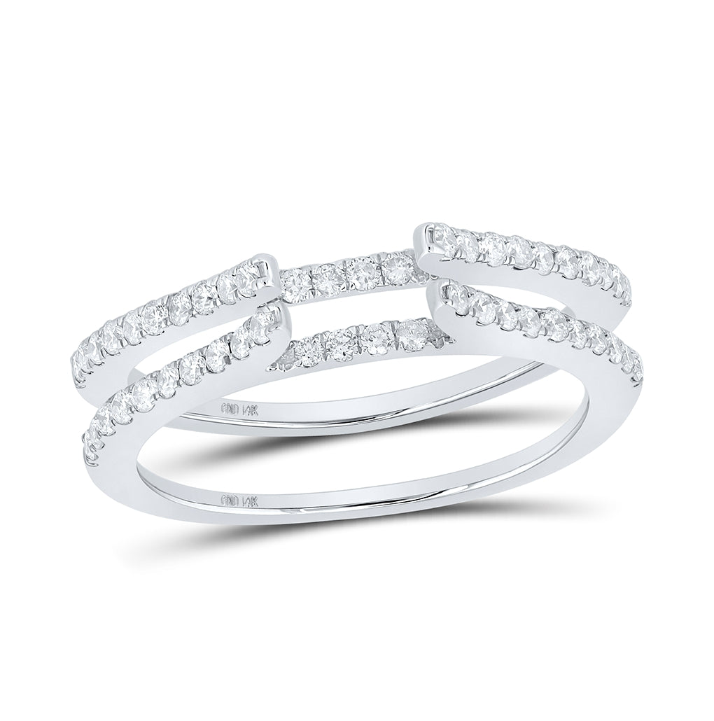14K White Gold Womens Round Diamond Ring Guard Wrap Solitaire Enhancer 1/2 Cttw, Womens Size: 5-10