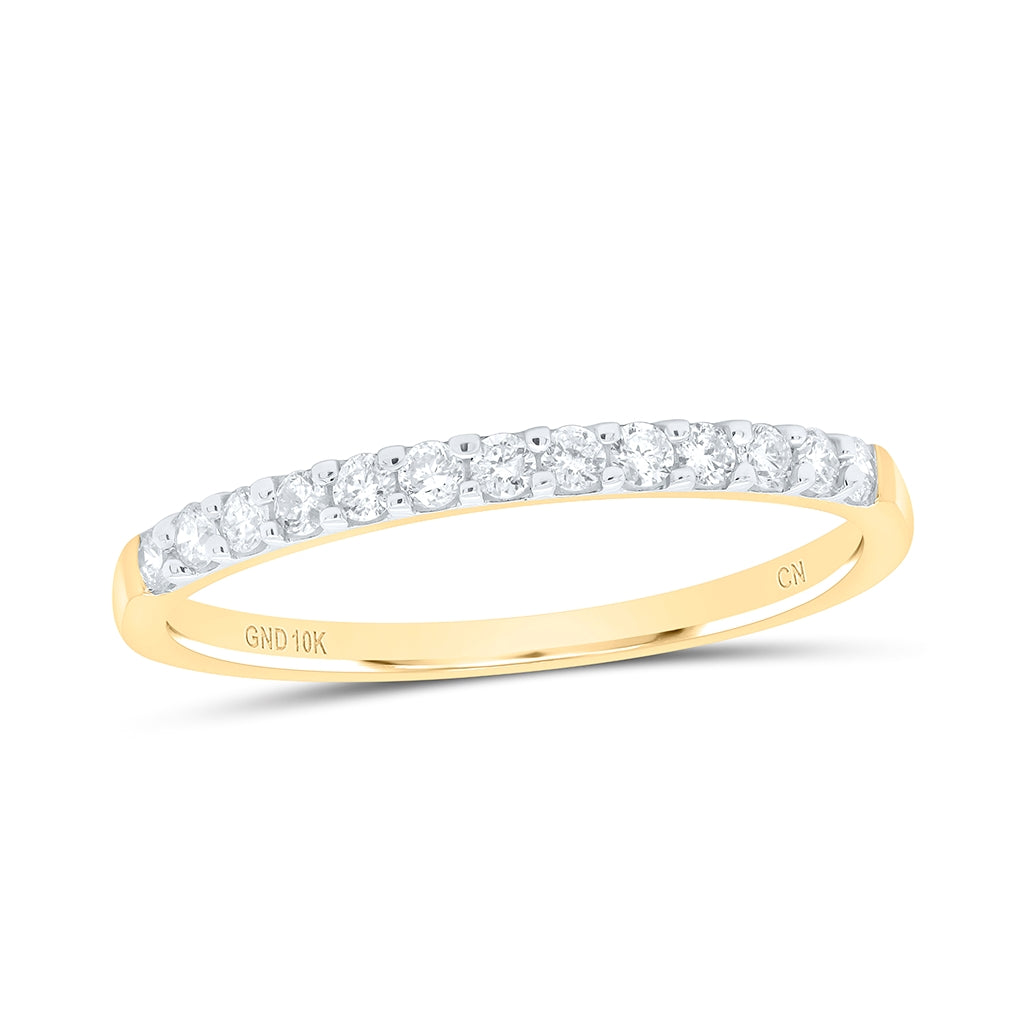 10K Yellow Gold Womens Round Pave-set Diamond Wedding Band 1/6 Cttw, Womens Size: 5-10