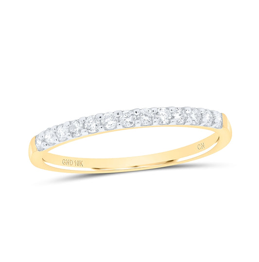 10K Yellow Gold Womens Round Pave-set Diamond Wedding Band 1/6 Cttw, Womens Size: 5-10