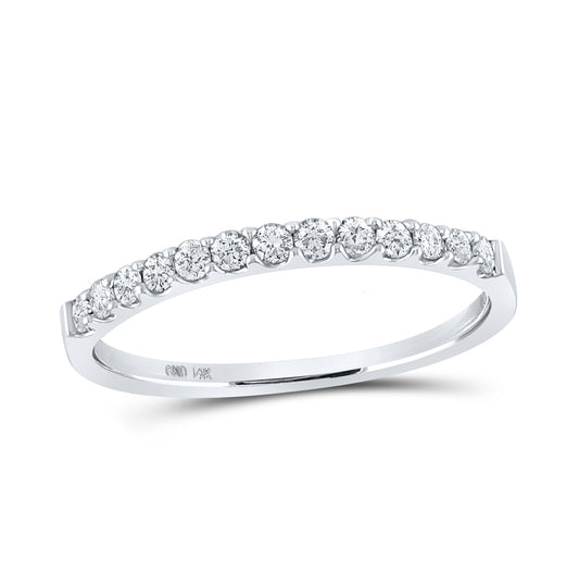 14K White Gold Womens Round Diamond Slender Wedding Anniversary Band 1/4 Cttw, Womens Size: 5-10