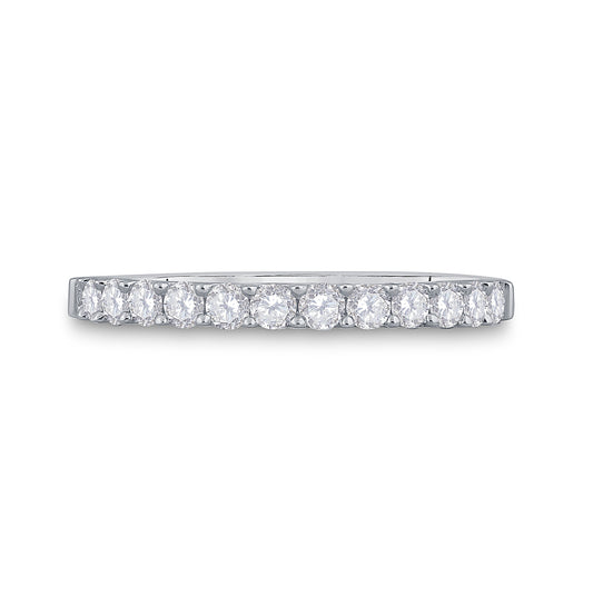 14K White Gold Womens Round Diamond Single Row Wedding Band 1/2 Cttw, Womens Size: 5-10