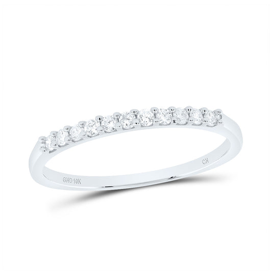 10K White Gold Womens Round Diamond Wedding Band Ring 1/6 Cttw, Womens Size: 5-10
