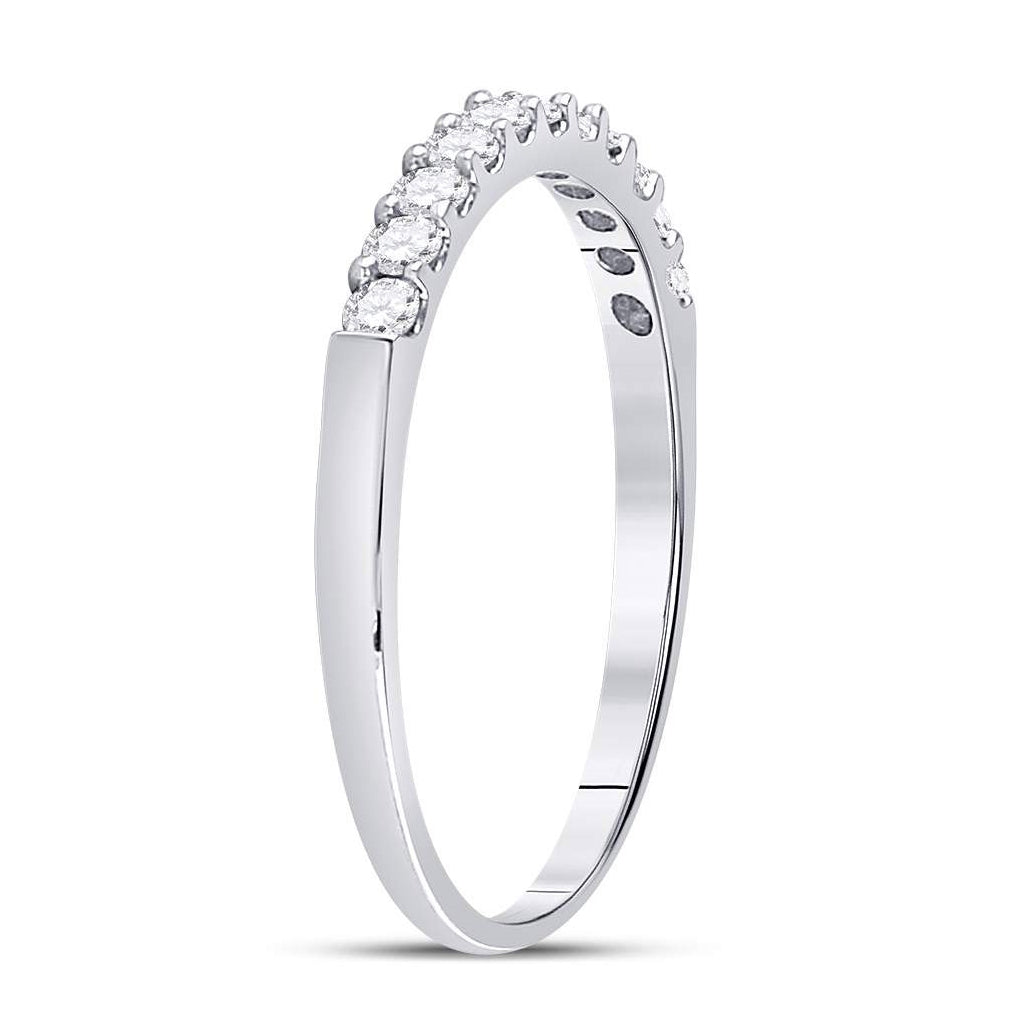 14K White Gold Womens Round Diamond Single Row Wedding Band 1/4 Cttw, Womens Size: 5-10