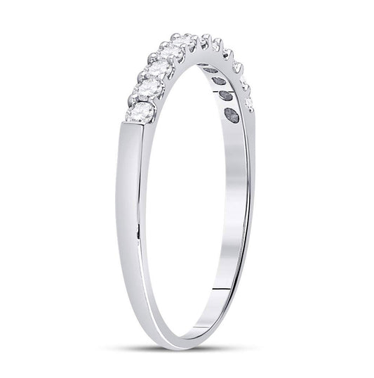 14K White Gold Womens Round Diamond Single Row Wedding Band 1/4 Cttw, Womens Size: 5-10