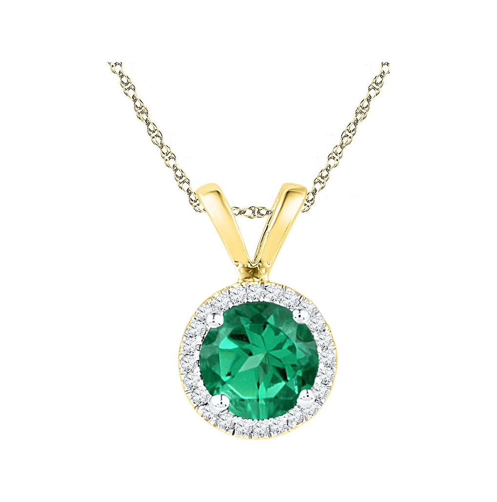 10K White Or Yellow Gold Womens Synthetic Solitaire & Diamond Halo Pendant