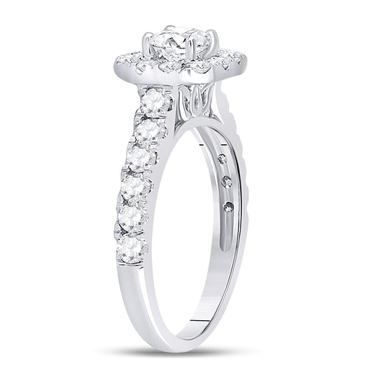 14K White Gold Round Diamond Solitaire Bridal Wedding Engagement Ring 1-1/2 Cttw, Womens Size: 5-10