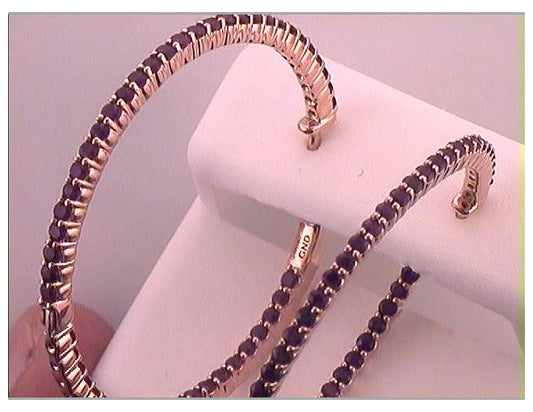 14kt Rose Gold 2  7/8ctw Diamond Ruby Hoops Earrings