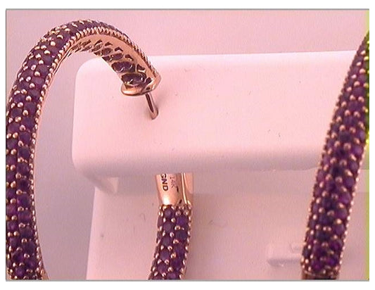 14kt Rose Gold 5  3/4ctw Diamond Ruby Natural Gem Hoops Earring