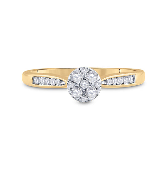 14K Yellow Gold Womens Round Diamond Cluster Ring 1/4 Cttw, Womens Size: 5-10